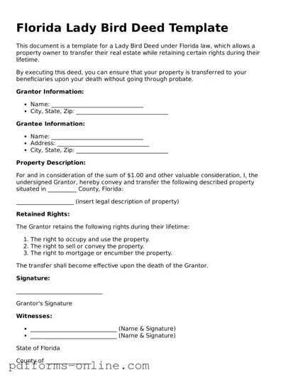 Valid Florida Lady Bird Deed Template