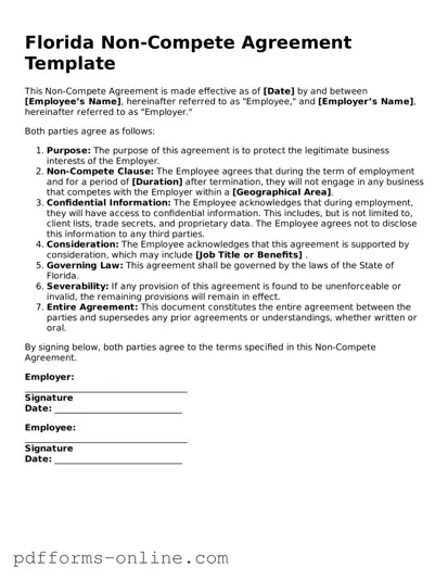 Valid Florida Non-compete Agreement Template
