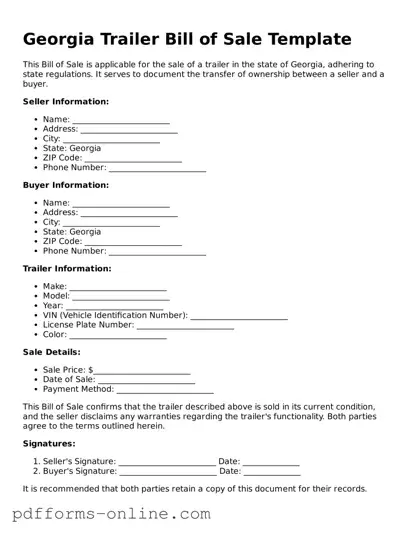 Valid Georgia Trailer Bill of Sale Template