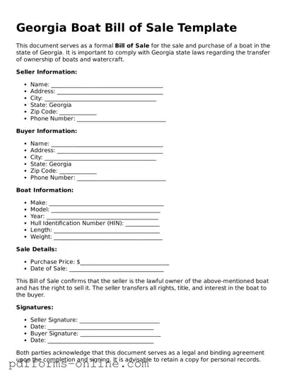 Valid Georgia Boat Bill of Sale Template