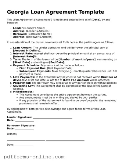 Valid Georgia Loan Agreement Template