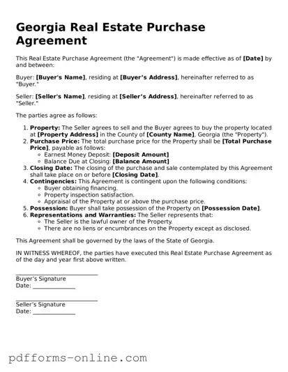 Valid Georgia Real Estate Purchase Agreement Template