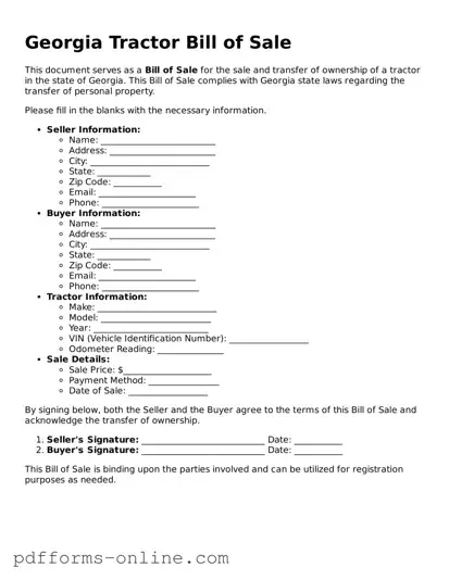 Valid Georgia Tractor Bill of Sale Template