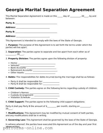 Valid Georgia Marital Separation Agreement Template
