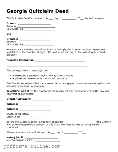 Valid Georgia Quitclaim Deed Template