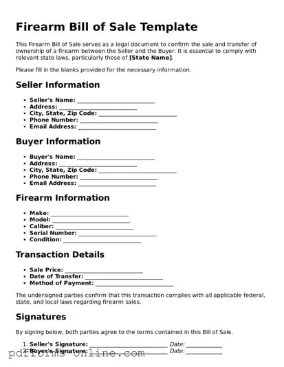 Blank Firearm Bill of Sale Form