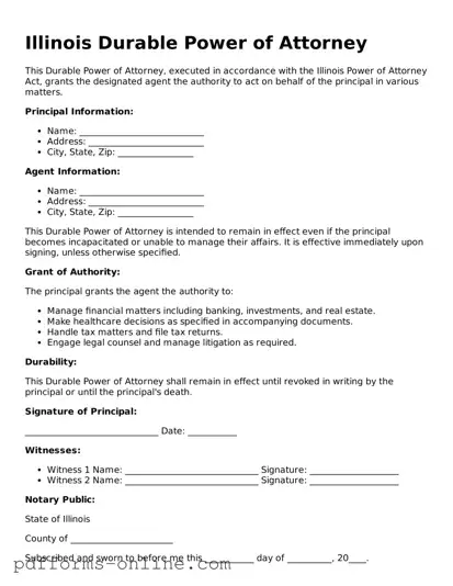 Valid Illinois Durable Power of Attorney Template