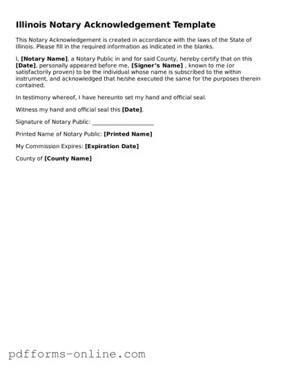 Valid Illinois Notary Acknowledgement Template