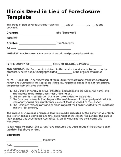 Valid Illinois Deed in Lieu of Foreclosure Template