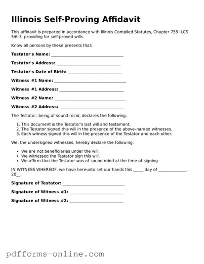 Valid Illinois Self-Proving Affidavit Template