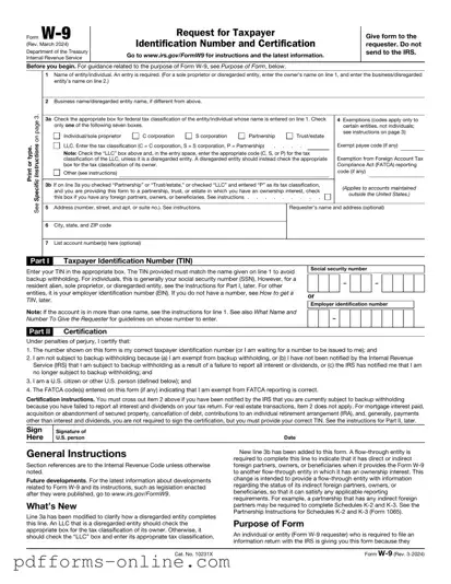 Blank IRS W-9 Template