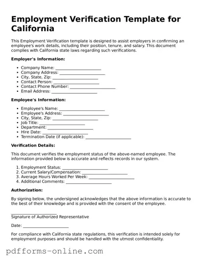 Blank Employment Verification Form