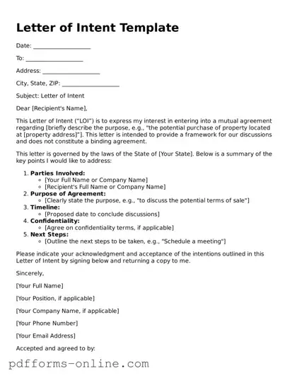 Blank Letter of Intent Form