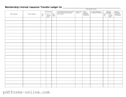 Blank Membership Ledger Template
