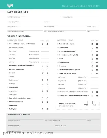 Blank Lyft Inspection Template