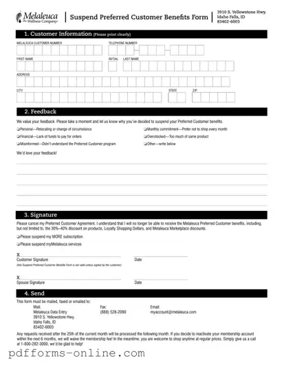 Blank Melaleuca Cancellation Template