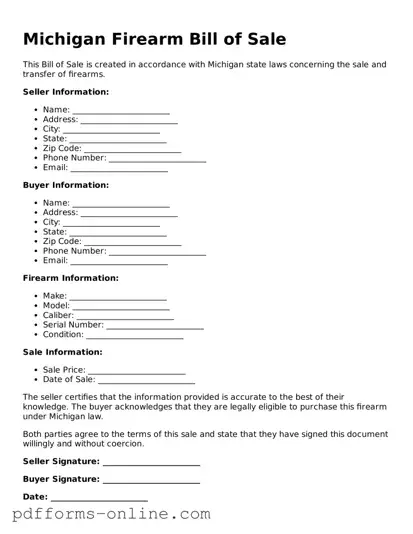 Valid Michigan Firearm Bill of Sale Template