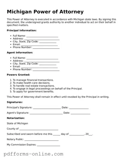 Valid Michigan Power of Attorney Template