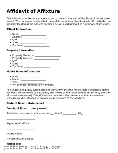 Blank Affidavit of Affixture Form