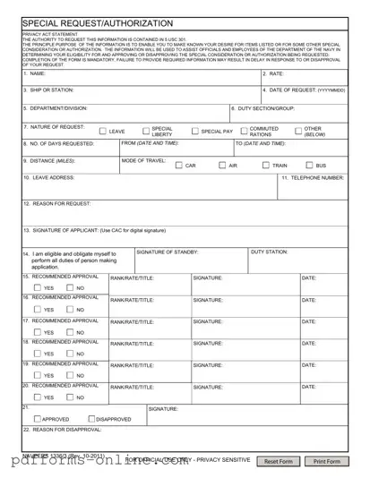 Blank Navpers 1336 3 Template