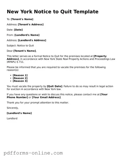 Valid New York Notice to Quit Template