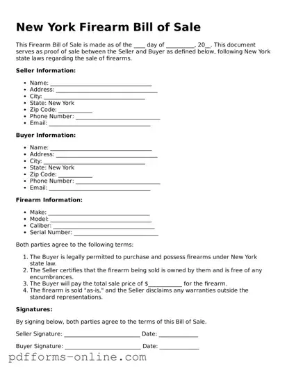 Valid New York Firearm Bill of Sale Template