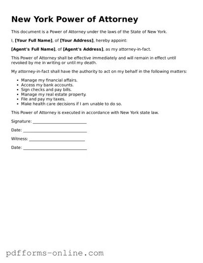 Valid New York Power of Attorney Template