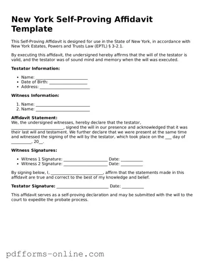 Valid New York Self-Proving Affidavit Template