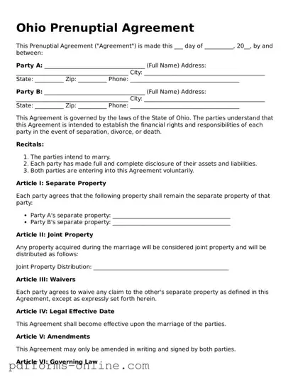 Valid Ohio Prenuptial Agreement Template