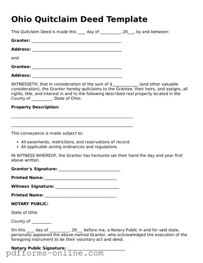 Valid Ohio Quitclaim Deed Template