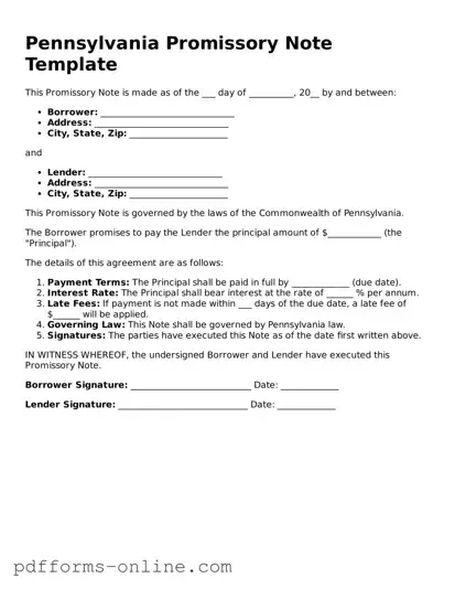Valid Pennsylvania Promissory Note Template