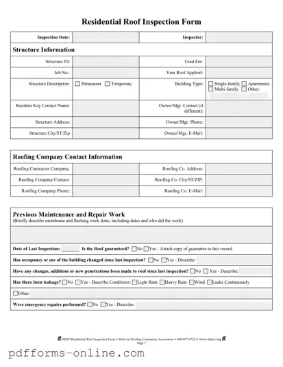 Blank Roof Inspection Template
