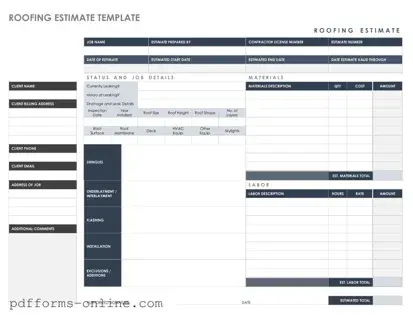 Blank Roofing Estimate Template