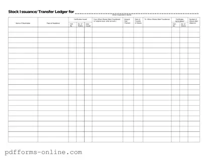 Blank Stock Transfer Ledger Template
