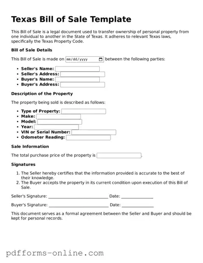 Valid Texas Bill of Sale Template