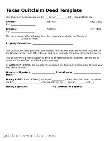 Valid Texas Quitclaim Deed Template