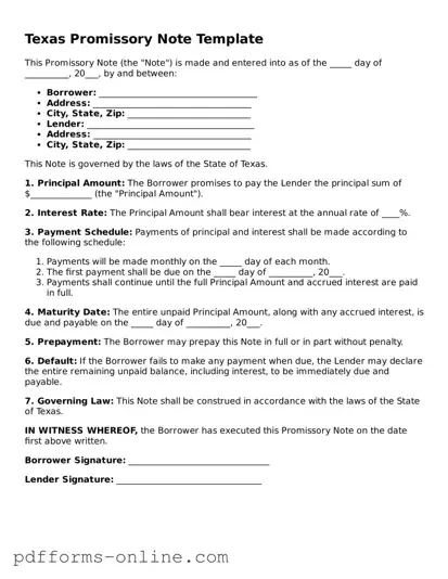 Valid Texas Promissory Note Template