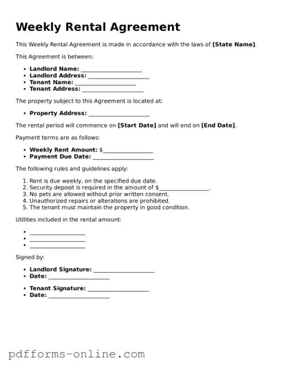 Blank Weekly Rental Agreement Form