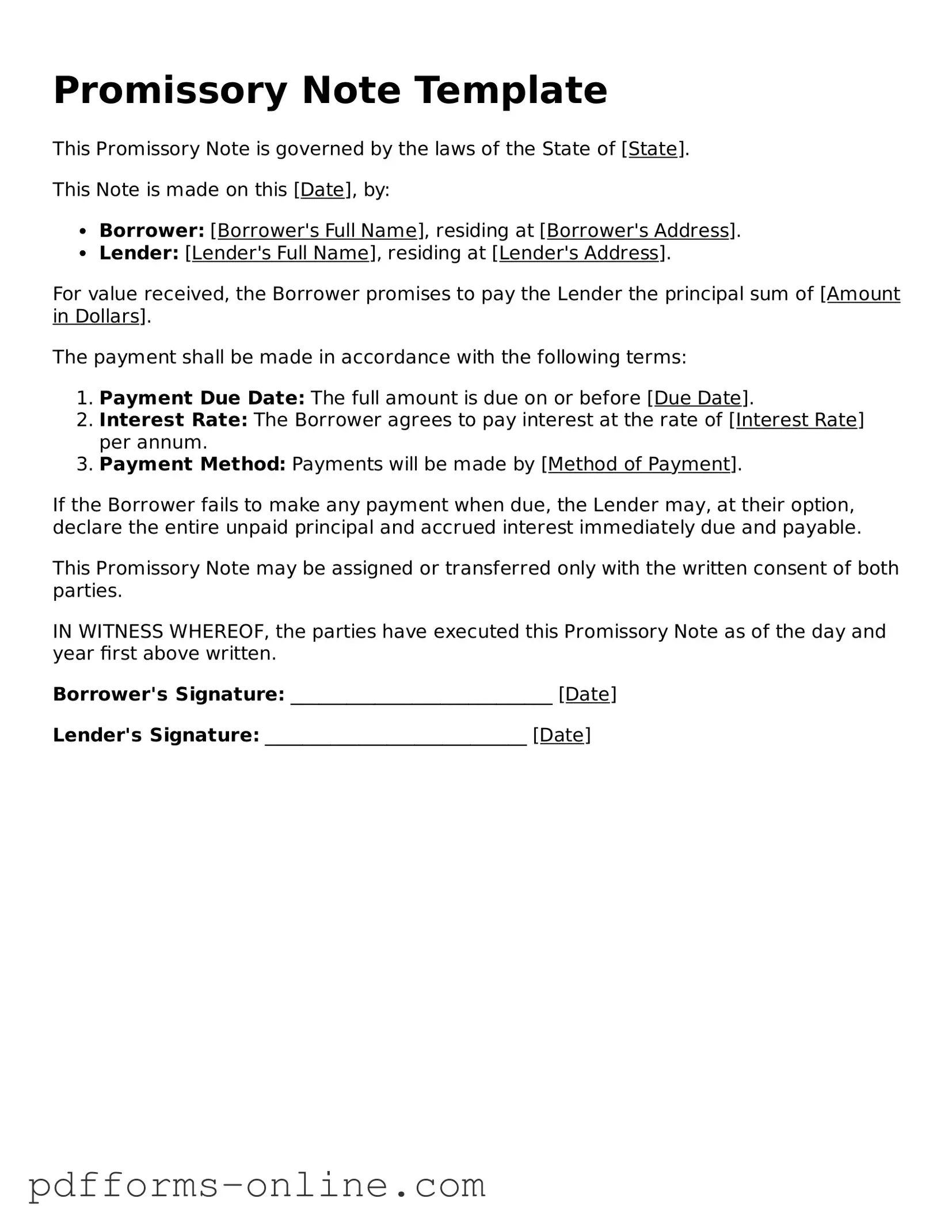 Blank Promissory Note Form