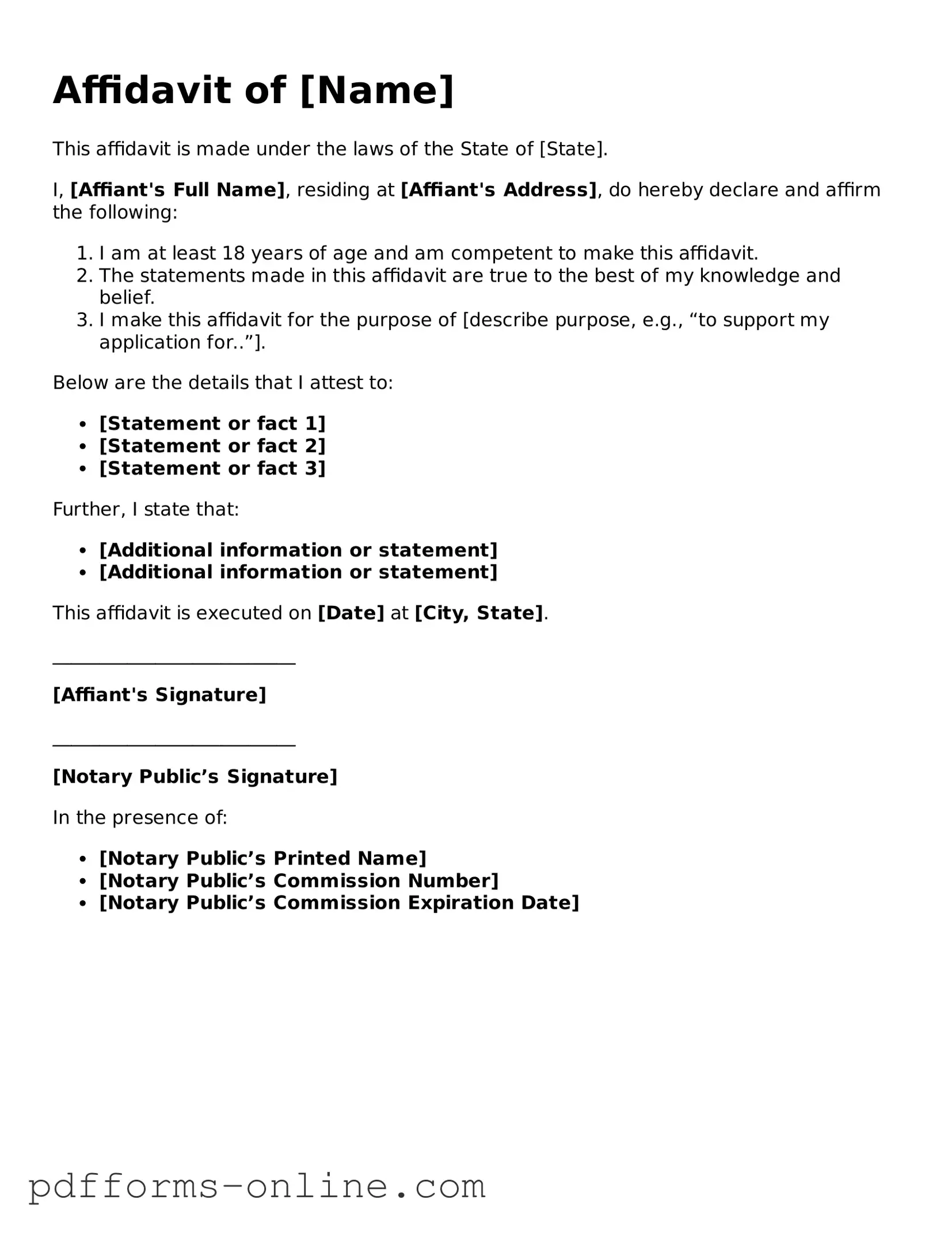 Blank Affidavit Form