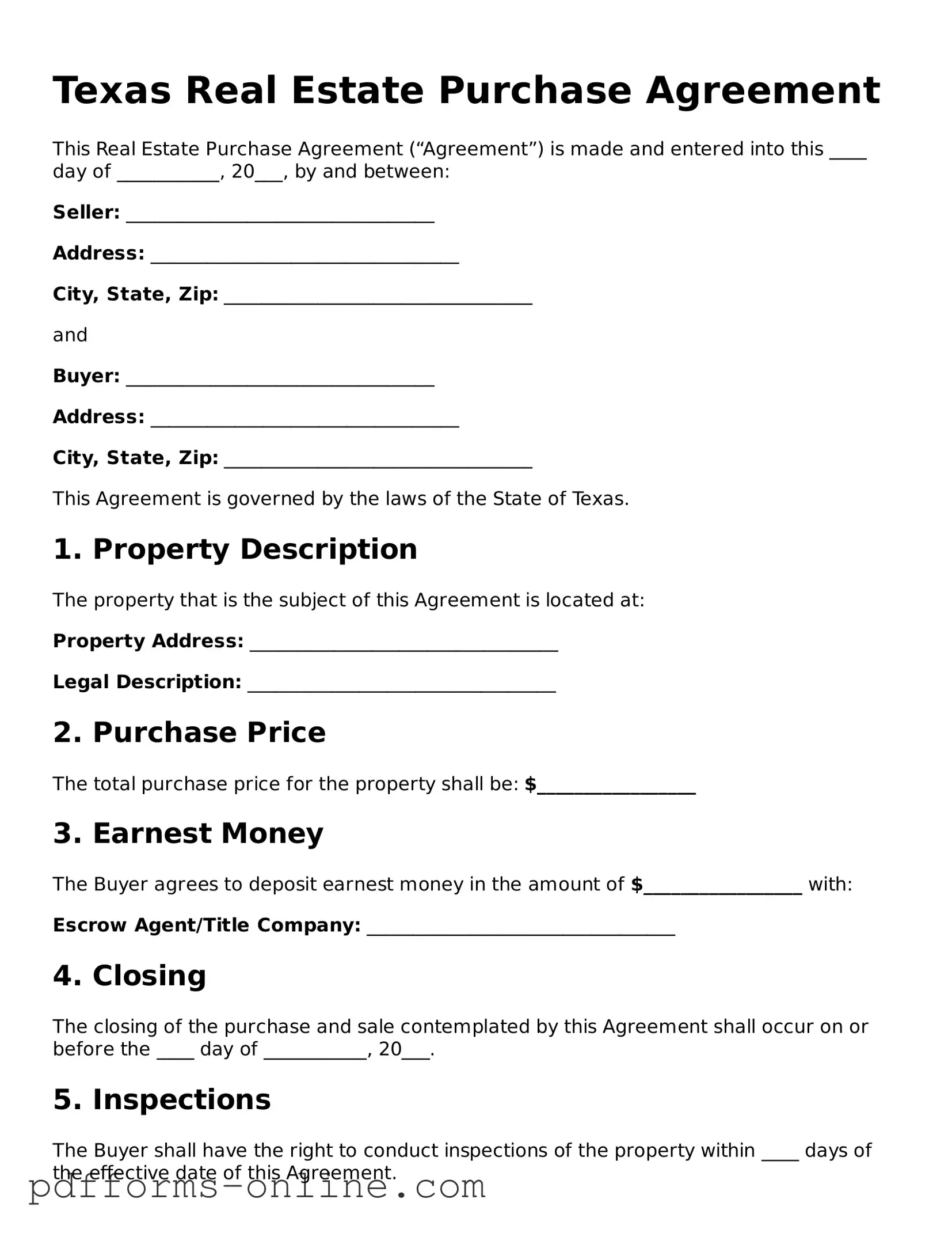 Valid Texas Real Estate Purchase Agreement Template