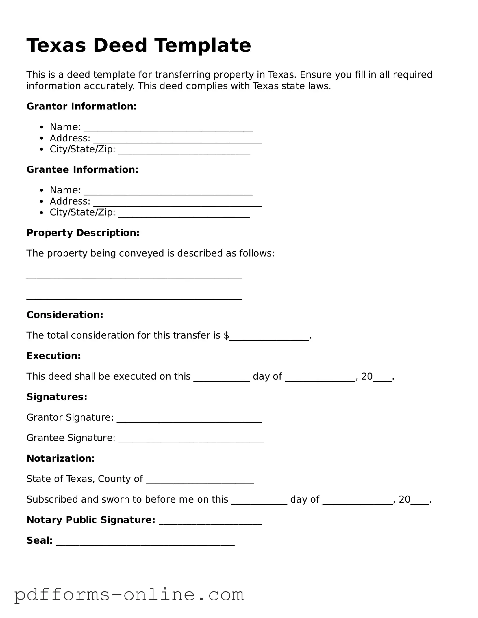 Valid Texas Deed Template